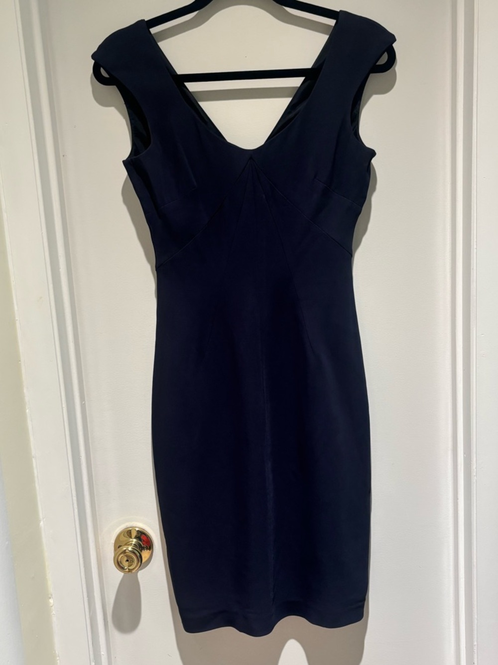 Reiss Navy V-Neck Midi Sheath Dress Size 4 EUC